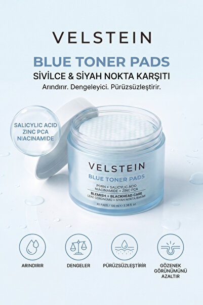 velstein PDRN Salisilik Asit Niacinamide Zinc PCA Toner Pad Gözenek Arındırıc...