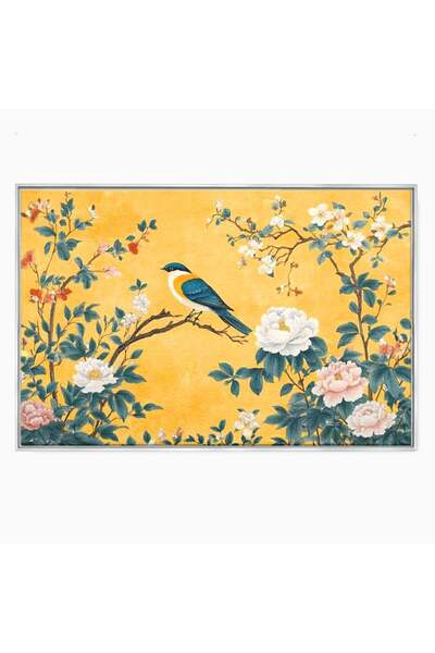 Luxcanva Tablou Canvas Splendoare printre Bujori 100x70 cm cu Rama Argintiu S...
