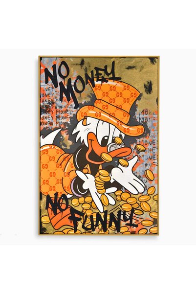 Luxcanva Tablou Canvas Donald Counting Money cm cu Rama Auriu Donald Counting...