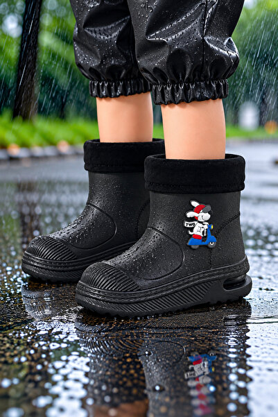 Twingomax Çocuk Kışlık Emojili Işıklı Konforlu Yağmur Çizmesi Unisex