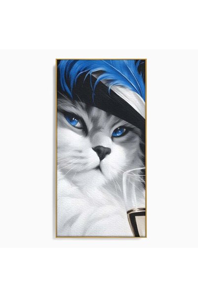 Luxcanva Tablou Canvas Contesa Felina 60x120 cm cu Rama Auriu Contesa Felina ...