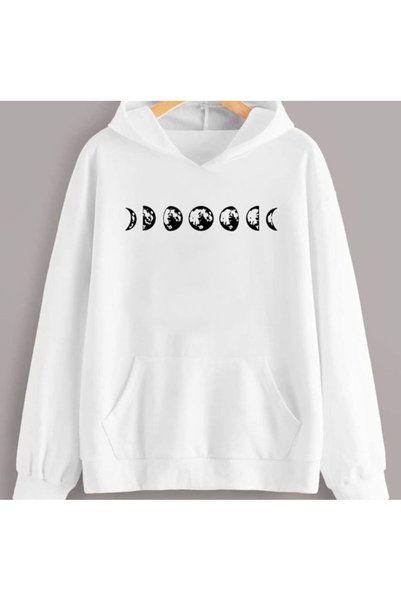 ZEMLİYA Unisex White Kangaroo Pocket Thick Fabric Oversize Hooded Sweatshirt ...