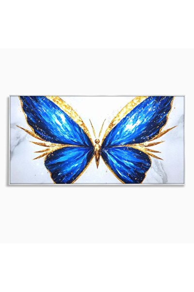 Luxcanva Tablou pe pânză Fluture Imperial 60x120 cm cu ramă argintie Fluture ...
