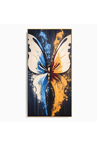 Luxcanva Tablou Canvas Fluturele Universului 70x140 cm cu Rama Auriu Fluturel...
