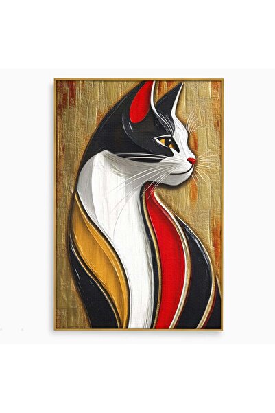 Luxcanva Tablou Canvas Felina din Abanos 40x60 cm cu Rama Auriu Felina din Ab...