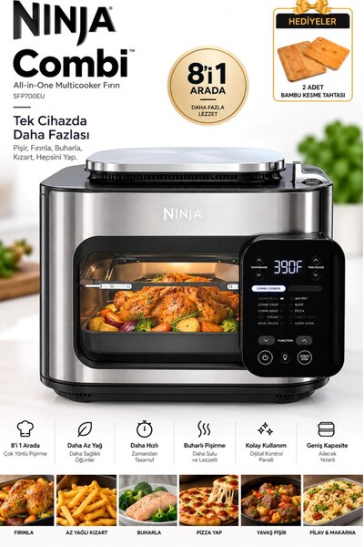 ninja food Ninja Combi 12,5 L Çok Amaçlı Pişirici Fırın Air Fryer Izgara ve B...