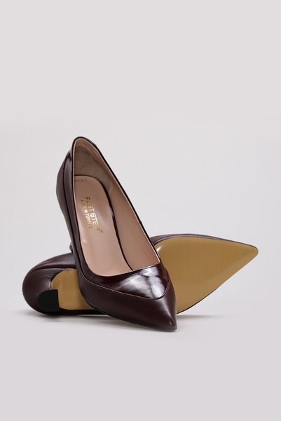 FAST STEP Pantofi de damă cu toc subțire din piele naturală roșu Claret 322ZA3202