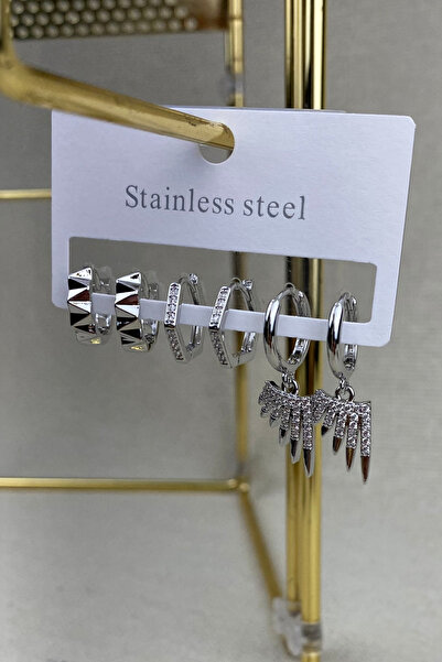 Brethils Steel Earring Set, Anti-Tarnish, Anti-Allergic, with Ring Clip Closure