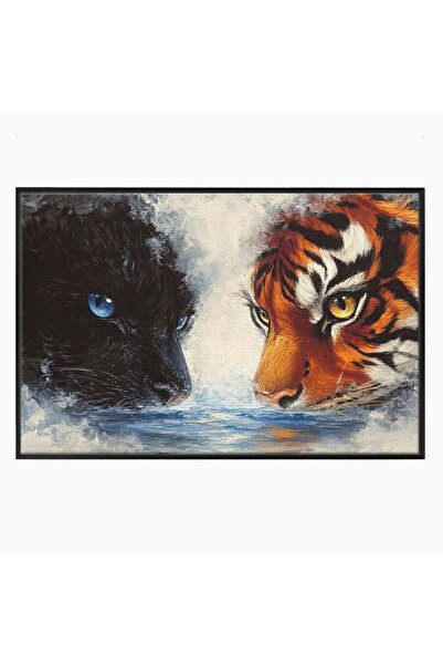 Luxcanva Tablou Canvas Rivali in Oglinda 60x40 cm cu Rama Negru Rivali in Ogl...