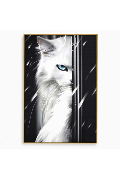 Luxcanva Tablou Canvas Sub Voalul Noptii 70x100 cm cu Rama Auriu Sub Voalul N...