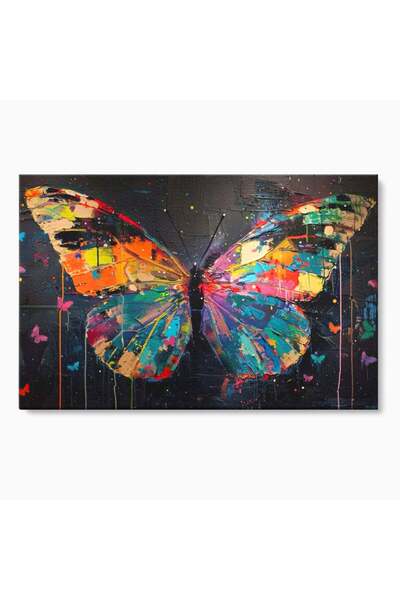 Luxcanva Tablou Canvas Fluture in Abis Cromatic 70x50 cm pe Sasiu Lemn Flutur...