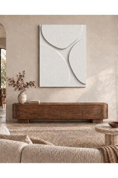 Lotus Home&More LUNA - El Yapımı 3 Boyutlu Dokulu Doğal Taş Alçı Rölyef Tablo...