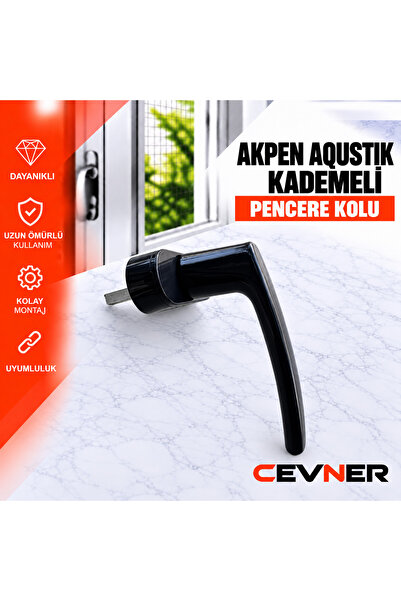 Aqustik Seri KADEMELİ PVC Pimapen Pencere Kolu ( ÇELİK GÖVDE ) - Montaj Vidaları Dahil