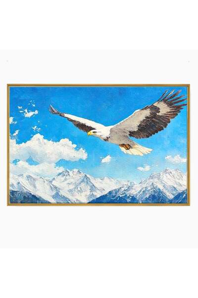 Luxcanva Tablou Canvas Singur printre Alpi 60x40 cm cu Rama Auriu Singur prin...
