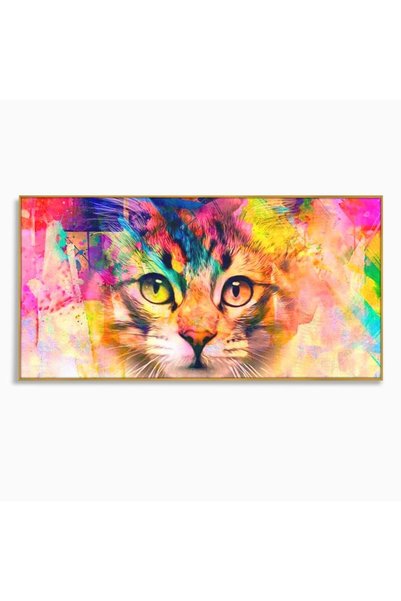 Luxcanva Tablou Canvas Ganduri Colorate 140x70 cm cu Rama Auriu Ganduri Color...