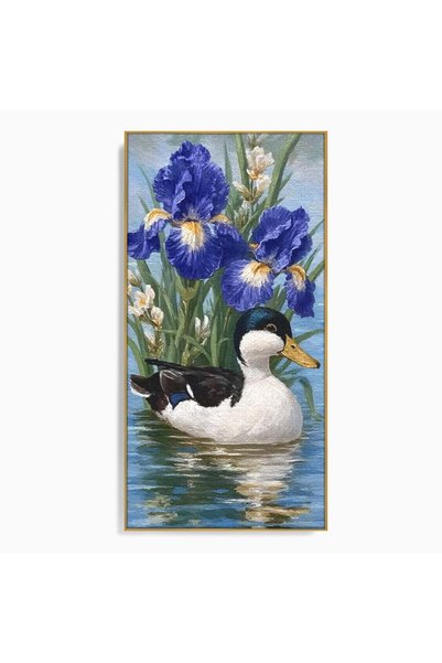 Luxcanva Tablou Canvas Coroana de Iris 70x140 cm cu Rama Auriu Coroana de Iri...