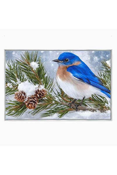 Luxcanva Tablou Canvas Soapte de Iarna 60x40 cm cu Rama Argintiu Soapte de Ia...