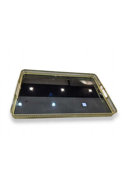 SNK Rectangular Gold Mirror Serving Tray 56×37×4cm Stainless Steel Decorative...