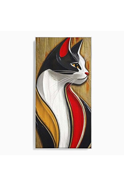 Luxcanva Tablou Canvas Felina din Abanos 60x120 cm cu Rama Argintiu Felina di...