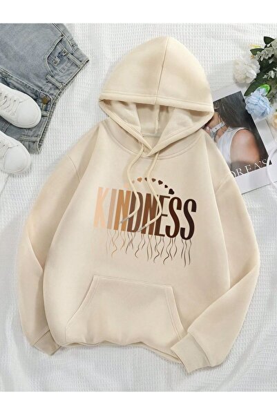 ZEMLİYA Modexa Unisex Hoody Beige Hooded Oversize Sweatshirt Comfortable Fit ...