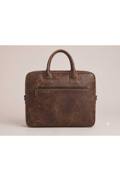 Latife Genuine Crazy Leather Handmade Laptop and Briefcase Bag - Calfskin Special Design - 15 Inches