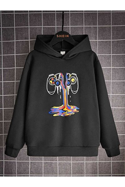 EFFRENATU Unisex Black Casual Cut Hooded Sweatshirt with Inner Pockets, Warm ...