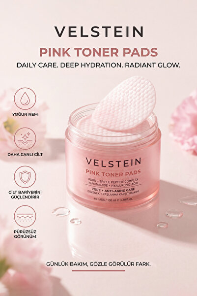 velstein PDRN Peptit Niacinamide Hyalüronik Asit Toner Pad Gözenek ve Yaşlanm...