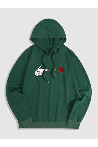 classy moda Unisex Πράσινο Φούτερ με Κουκούλα, Υπερμεγέθη, με Τσέπη Καγκουρό ...
