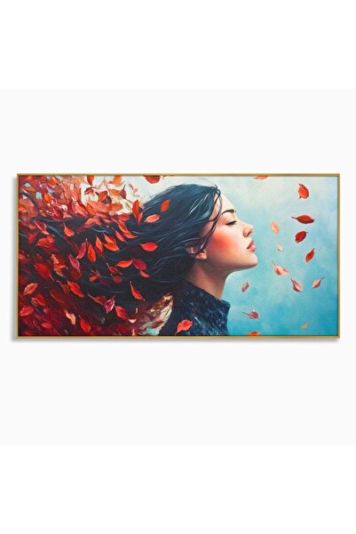 Luxcanva Tablou Canvas Vantul Gandurilor 140x70 cm cu Rama Auriu Vantul Gandu...