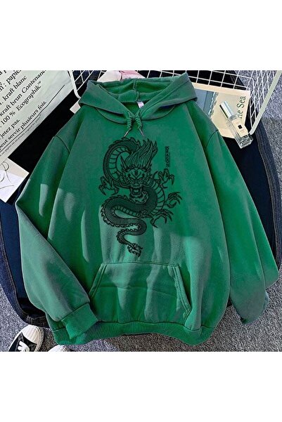 classy moda Unisex Green Kangaroo Pocket Thick Fabric Oversize Hooded Sweatsh...
