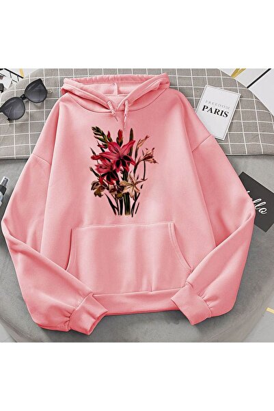 ZEMLİYA Modexa Unisex Hoody Pink Drop Shoulder Oversize Hooded Casual Sweatsh...