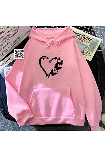 classy moda Unisex Pink Oversize Hooded Sweatshirt with Kangaroo Pocket, 3 Th...