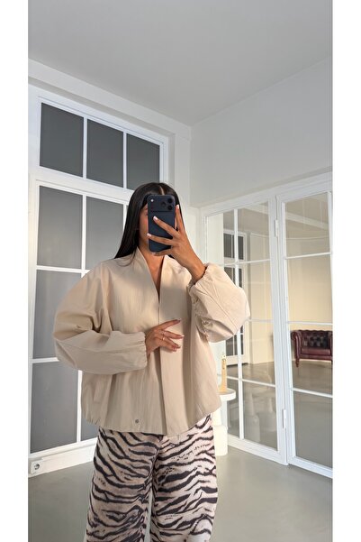 GAUS CO Krem Kruvaze Astarlı Reglan Mont GAUS-01905