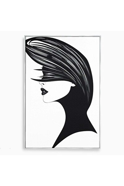 Luxcanva Tablou Canvas Femeia din Umbra 70x100 cm cu Rama Argintiu Femeia din...