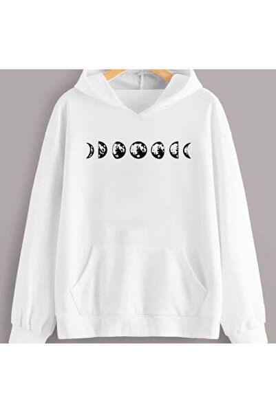 classy moda Unisex White Kangaroo Pocket Thick Fabric Oversize Hooded Sweatsh...