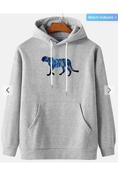 valeriae Unisex Gray Kangaroo Pocket Thick Fabric Oversize Hooded Sweatshirt ...