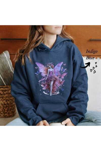 classy moda Unisex Navy Blue Kangaroo Pocket Thick Fabric Oversize Hooded Swe...