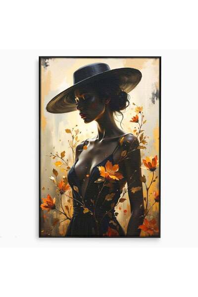 Luxcanva Tablou Canvas Silueta de Rugina 40x60 cm cu Rama Negru Silueta de Ru...