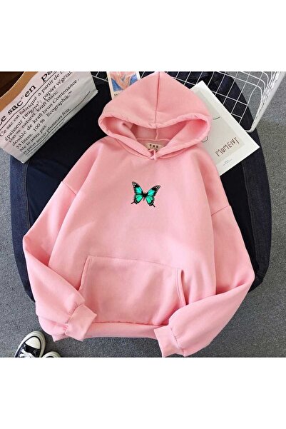 classy moda Unisex Pink Off-Shoulder Oversize Hooded Casual Sweatshirt with K...