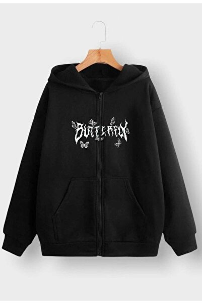 bellanova Unisex Black Off-Shoulder Oversize Hooded Casual Sweatshirt with Ka...