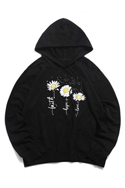 EFFRENATU Unisex Μαύρο Φούτερ με Κουκούλα, Χαλαρή Εφαρμογή, Τσέπη Καγκουρό κα...