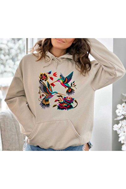 classy moda Unisex Beige Loose Cut Hooded Sweatshirt with Inner Pockets Warm ...