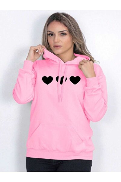 classy moda Unisex Pink Relaxed Fit Hooded Kangaroo Pocket Thick Sweatshirt