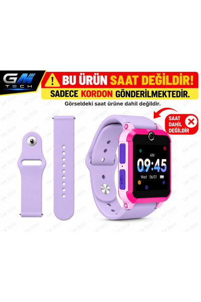 GM Tech MT42X Uyumlu Akıllı Çocuk Saati Kordonu 20mm Silikon Kordon - Yumuşak...
