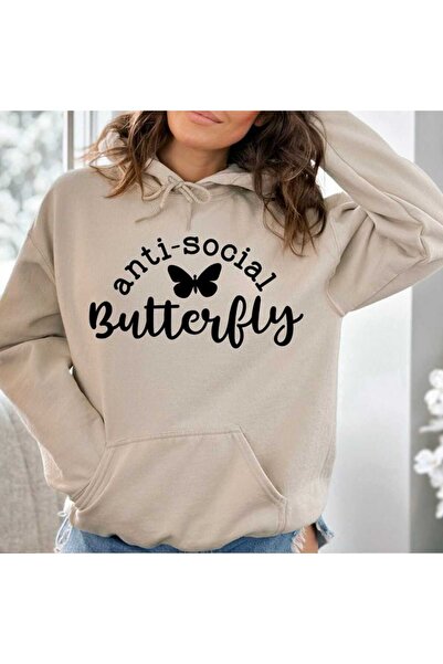 ZEMLİYA Modexa Unisex Hoody Beige Oversize Hooded Sweatshirt with Kangaroo Po...