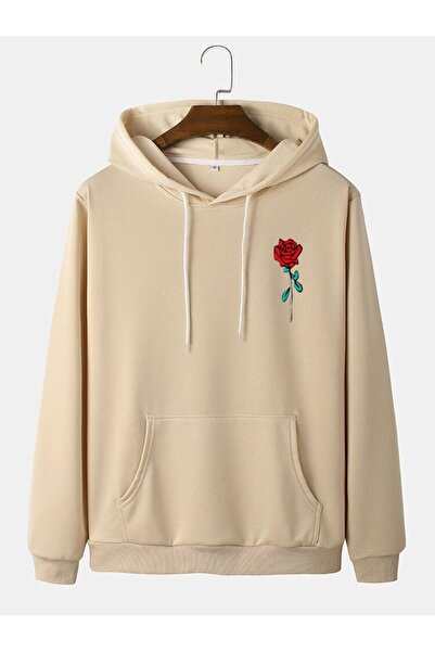 classy moda Unisex Beige Kangaroo Pocket Thick Fabric Oversize Hooded Sweatsh...