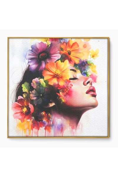 Luxcanva Tablou Canvas Vis in Petale 50x50 cm cu Rama Auriu Vis in Petale Fem...
