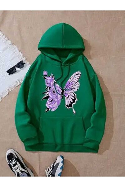 classy moda Unisex Green Hooded Oversize Sweatshirt Comfortable Fit Cotton wi...