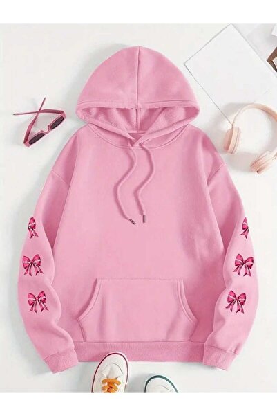 ZEMLİYA Modexa Unisex Hoody Pink 3 Thread Threaded Oversize Hooded Sweatshirt...