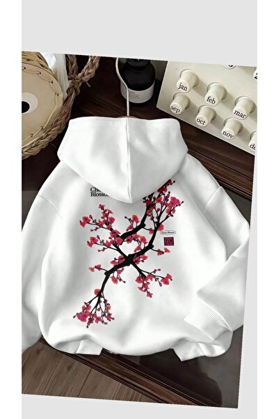 bellanova Unisex White Kangaroo Pocket Thick Fabric Oversize Hooded Sweatshir...